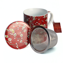Cargar imagen en el visor de la galería, Taza flor, porcelana 300 ml. filtro y tapa
