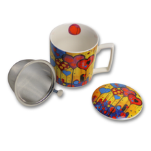 Cargar imagen en el visor de la galería, Taza modern-heart, porcelana 0,40 l. filtro y tapa
