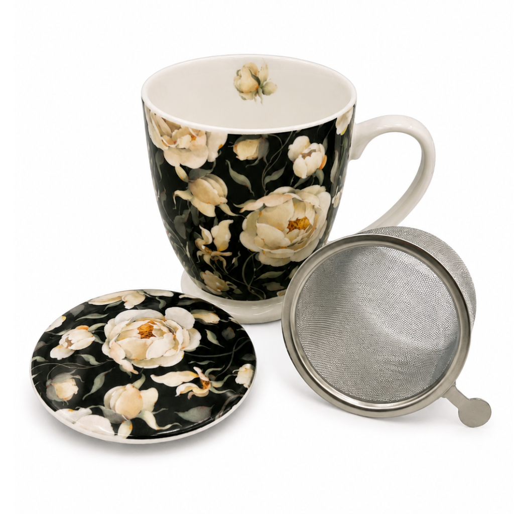 Taza Rosa porcelana 0,40 l. filtro y tapa