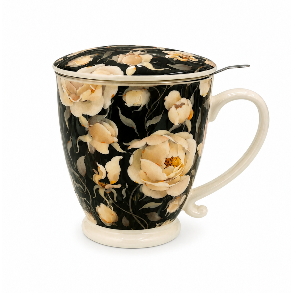 Taza Rosa porcelana 0,40 l. filtro y tapa