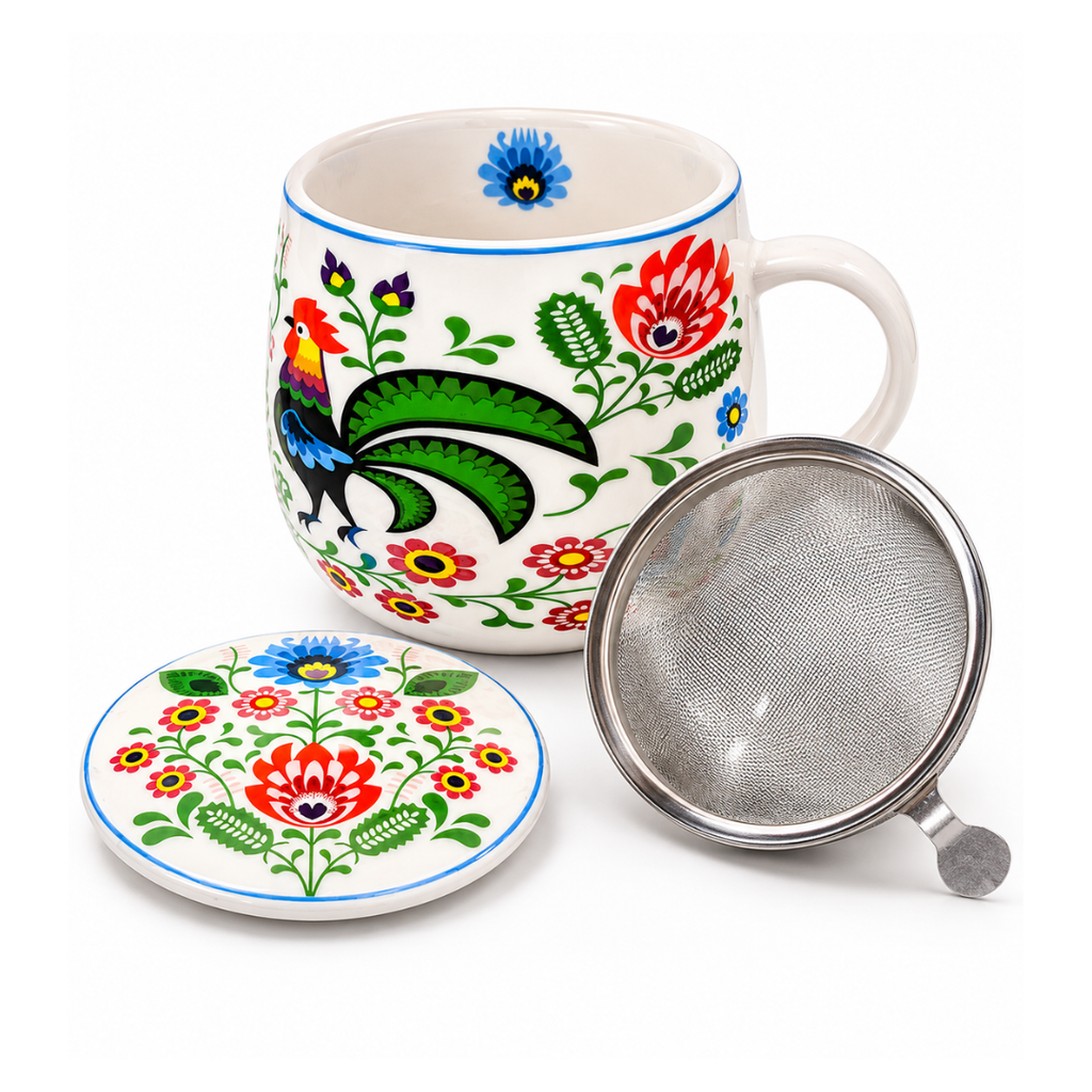 Taza Gallo, porcelana 0,40 l. filtro y tapa
