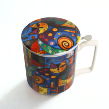 Cargar imagen en el visor de la galería, Taza modern-cat, porcelana 0,40 l. filtro y tapa

