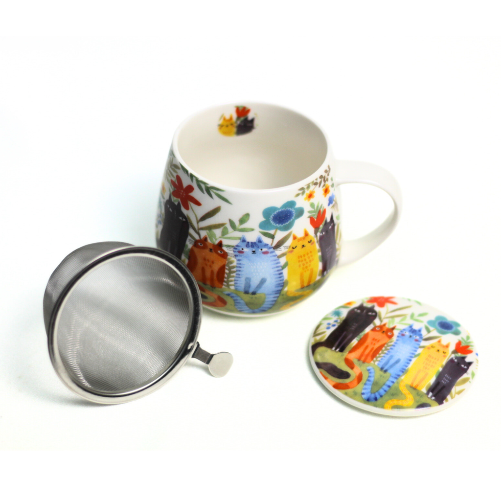 Taza felines, porcelana 0,40 l. filtro y tapa