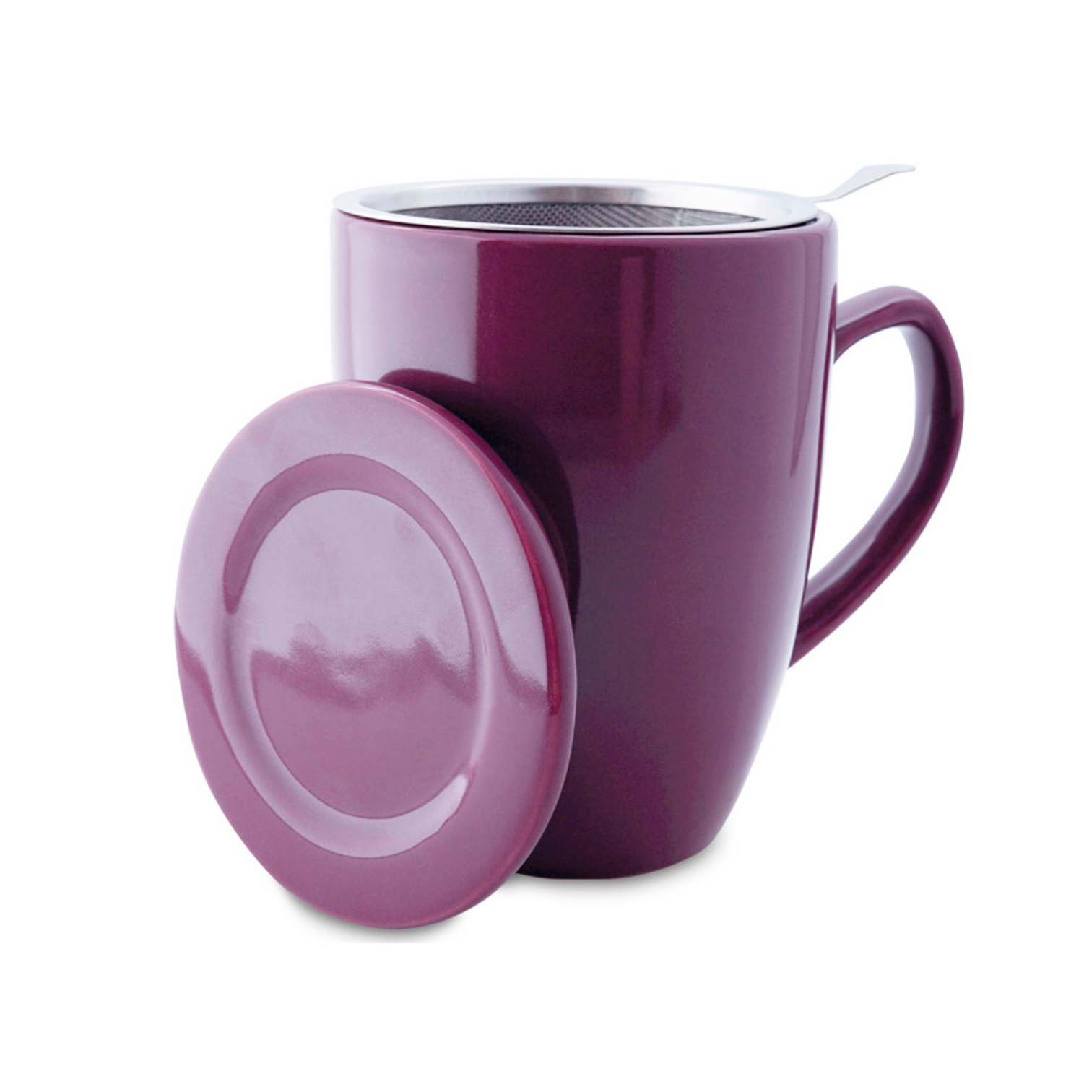 Taza unicolor, 350 ml. filtro y tapa