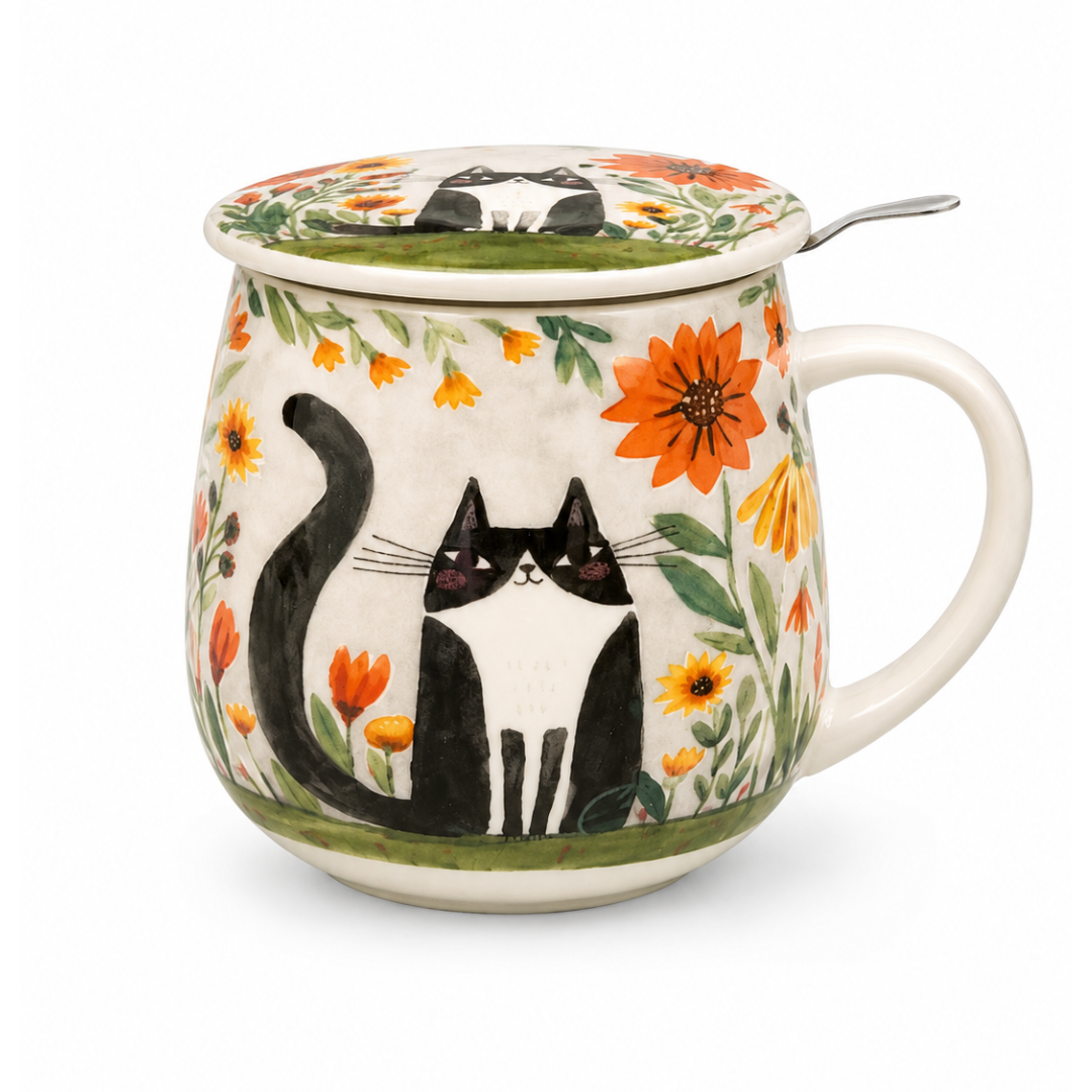 Taza Flowers porcelana 0,40 l. filtro y tapa