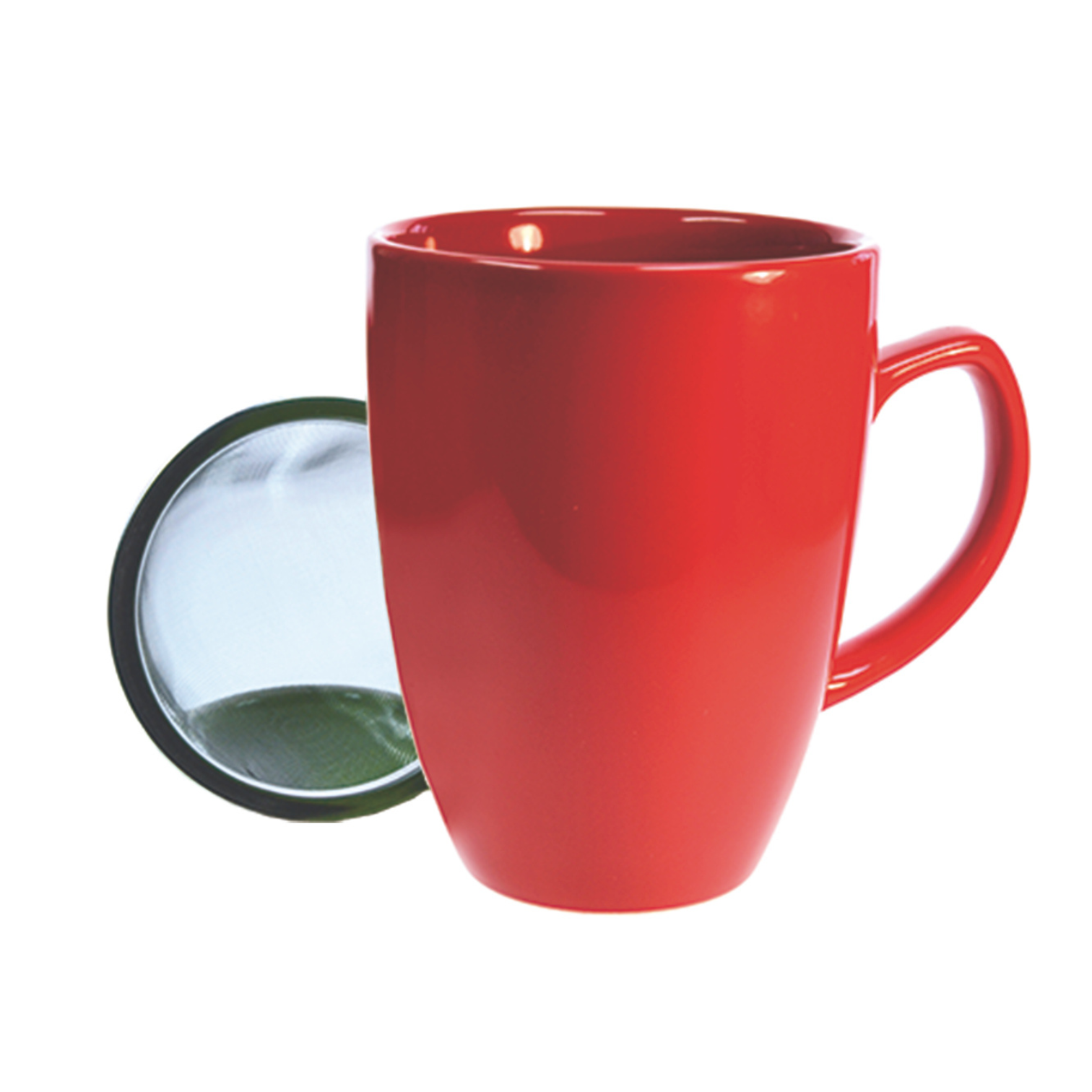 Taza unicolor, 350 ml. filtro y tapa