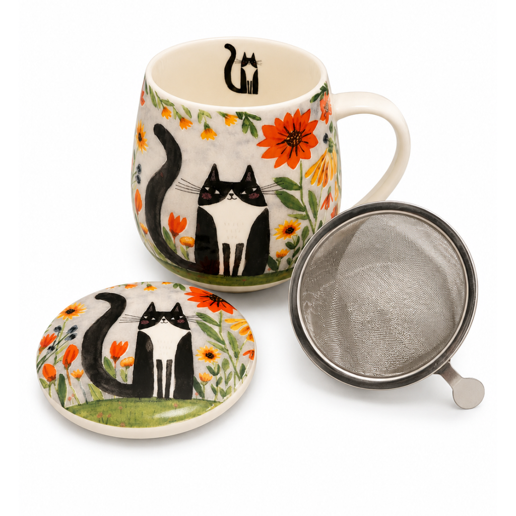 Taza Flowers porcelana 0,40 l. filtro y tapa