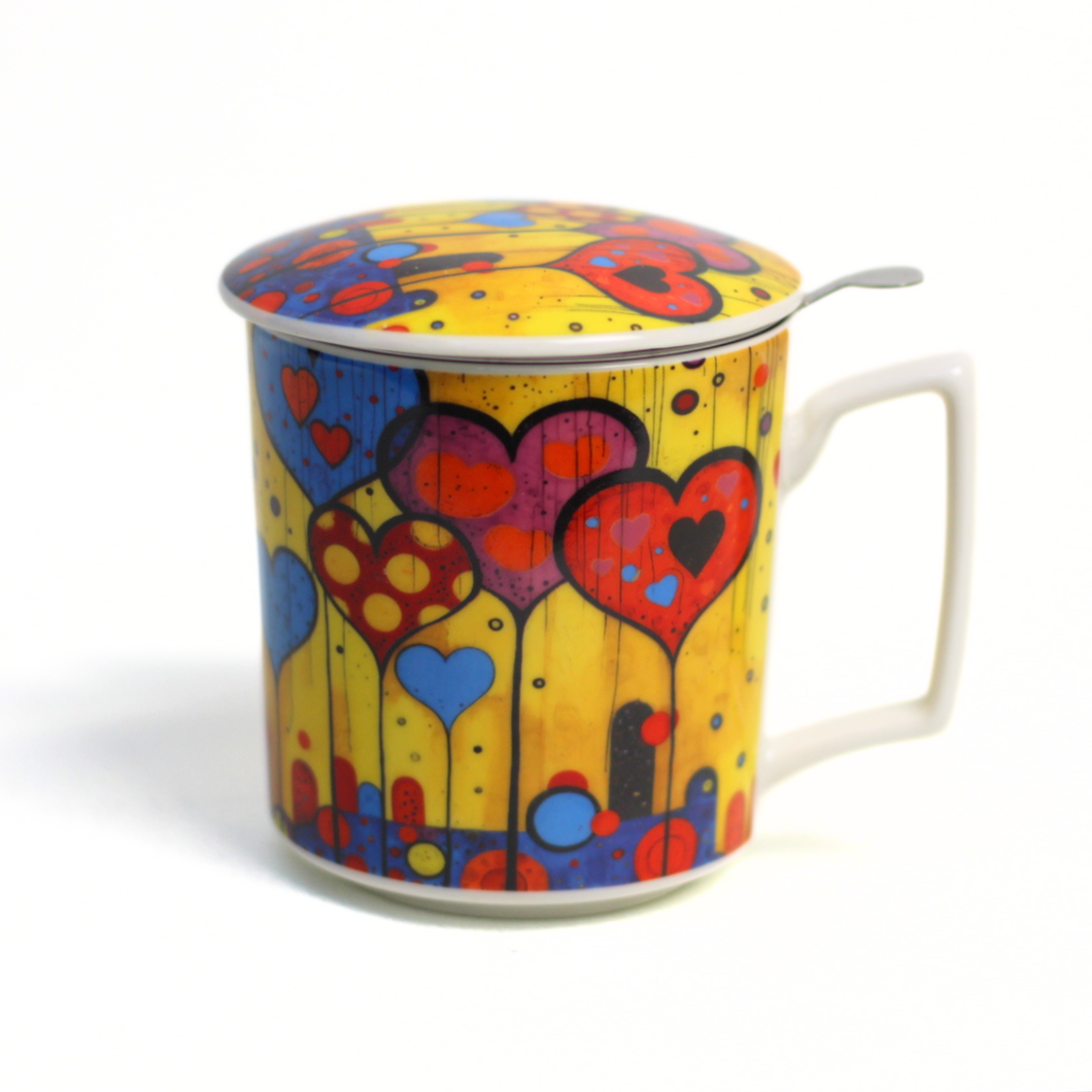 Taza modern-heart, porcelana 0,40 l. filtro y tapa